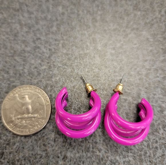 COPY - Hot Pink Small Hoop Earrings - Picture 2 of 3